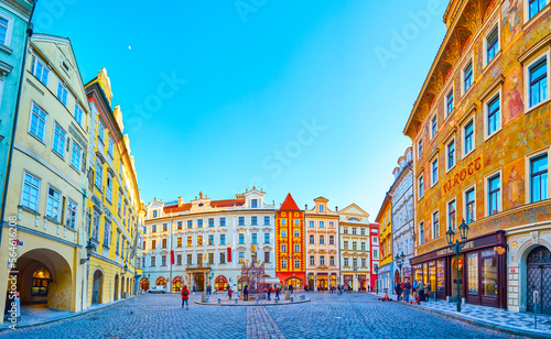 Panorama of Male namesti (Little Square) with its monumental medieval houses, Prague, Czechia photo