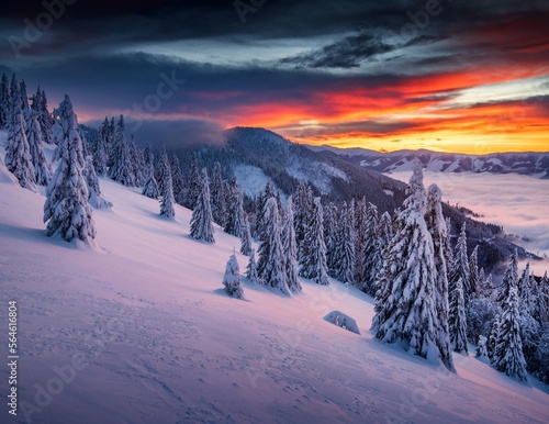 Colorful morning on the ridge of Veľká Fatra NP SLovakia
