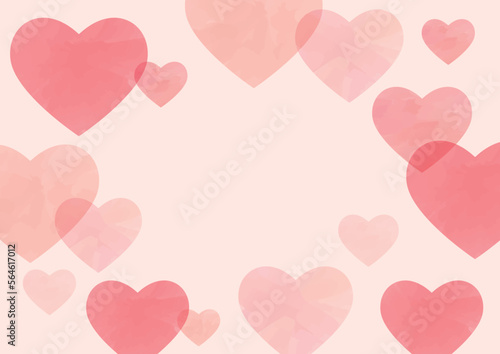 ハートの水彩ピンク背景