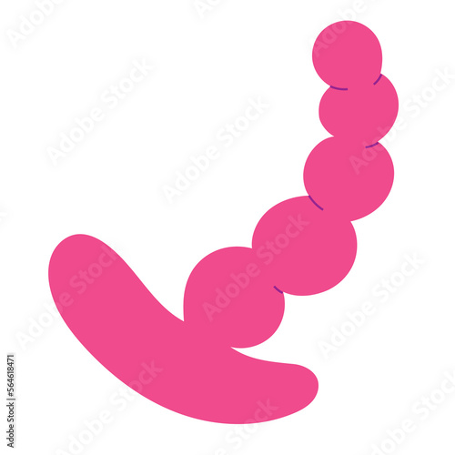 Silicone sex toy with beads, pink rubber plug, adult toy for couples, isolated vector illustration, colored clipart