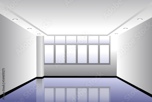 illustration of modern white office 

interior