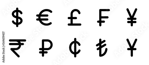 Currencies icons set Editable Rounded, 32x32 Pixel Perfect, Linear