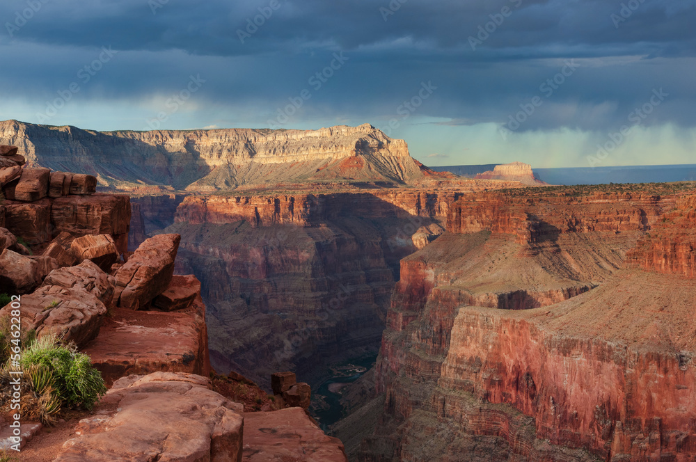 Grand Canyon panorama and Colorado river at sunrise from remote Toroweap point of National Park, Utah, USA