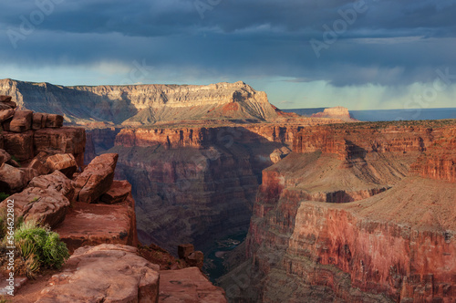 Grand Canyon panorama and Colorado river at sunrise from remote Toroweap point of National Park  Utah  USA