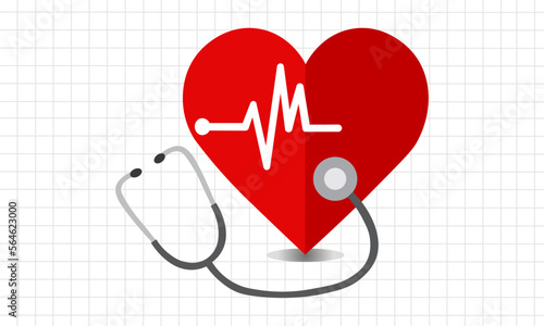 heart care icon stethoscope with heartbeat eps 10