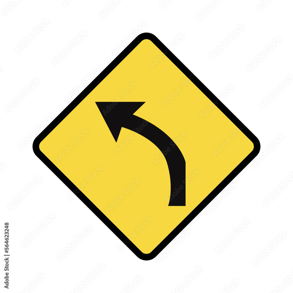 Left turn signs, Brazilian traffic sign vector illustration. Left turn signs, Brazilian traffic sign vector illustration.