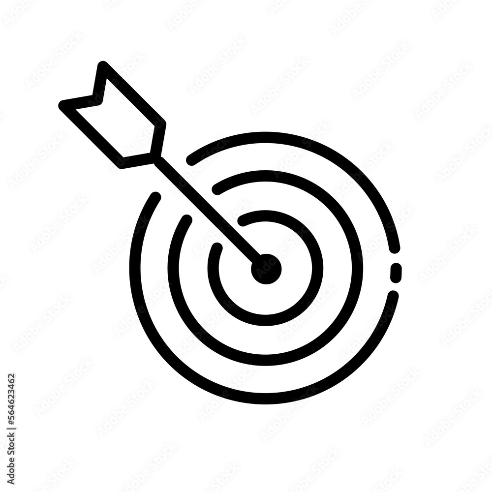 Target line icon. Arrow, plan, ideas, business, work, team, bullseye, map, location, accuracy. Business concept. Vector black line icon on a white background Target line icon. Arrow, plan, ideas, business, work, team, bullseye, map, location, accuracy. Business concept. Vector black line icon on a white background
