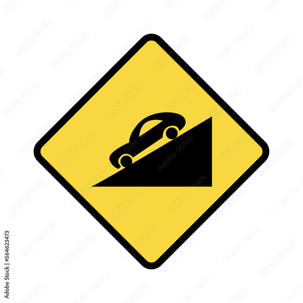 Steep downhill signs in Decide, Brazilian traffic sign vector illustration. Steep downhill signs in Decide, Brazilian traffic sign vector illustration.