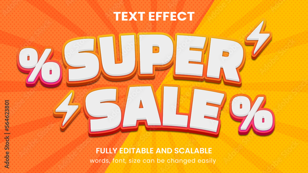 super sale 3D graphic style editable text effect