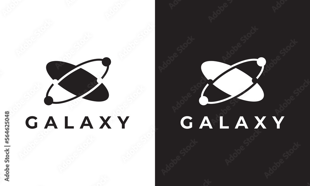 planet logo icon. black white orbit design concept vector illustration