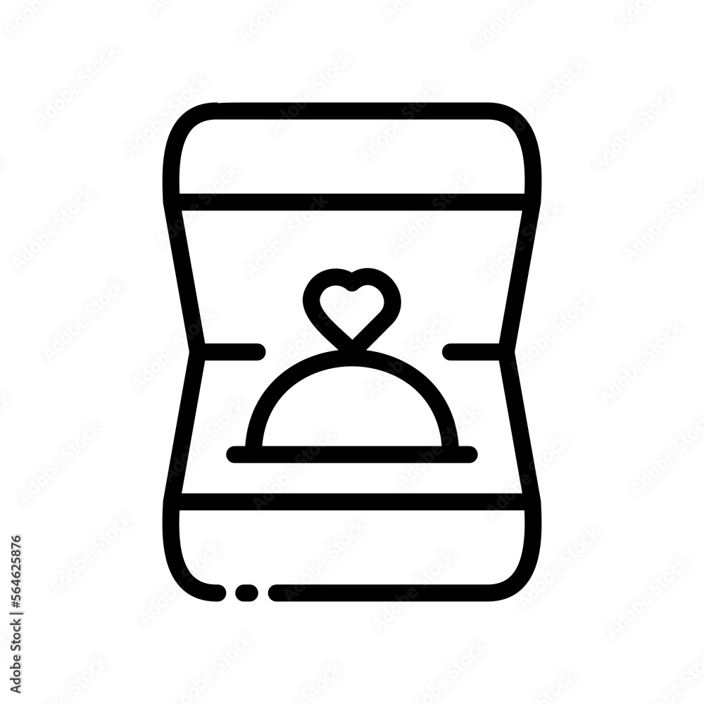 Wedding ring line icon. Idea, gift, package, important date, birthday, surprise, delivery, surprise, shopping, online store, party, invitation. holiday concept. vector black line icon Wedding ring line icon. Idea, gift, package, important date, birthday, surprise, delivery, surprise, shopping, online store, party, invitation. holiday concept. vector black line icon