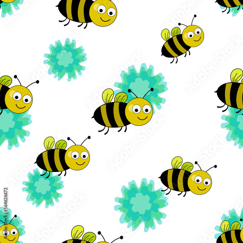 Honey Bee Floral Seamless Texture 