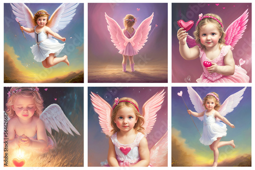 Cute cupid angels on valentines Day photo