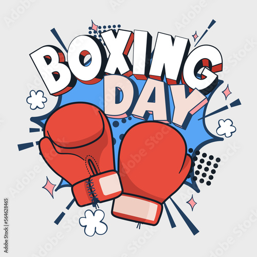 Boxing day vector illustration, Cartoon red boxing glove icon, front and back. Isolated vector illustration.