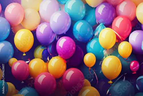 A realistic computer-generated render of a cluster of balloons photo