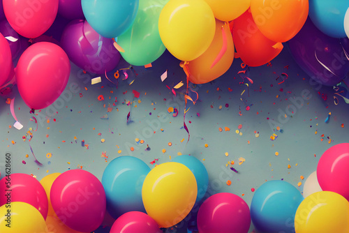 A computer-generated render of a beautiful display of balloons photo