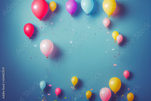 A render of a scene with a lot of balloons in different colors