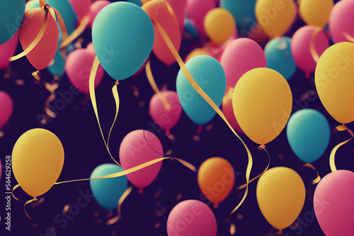 A render of a collection of multicolored balloons photo