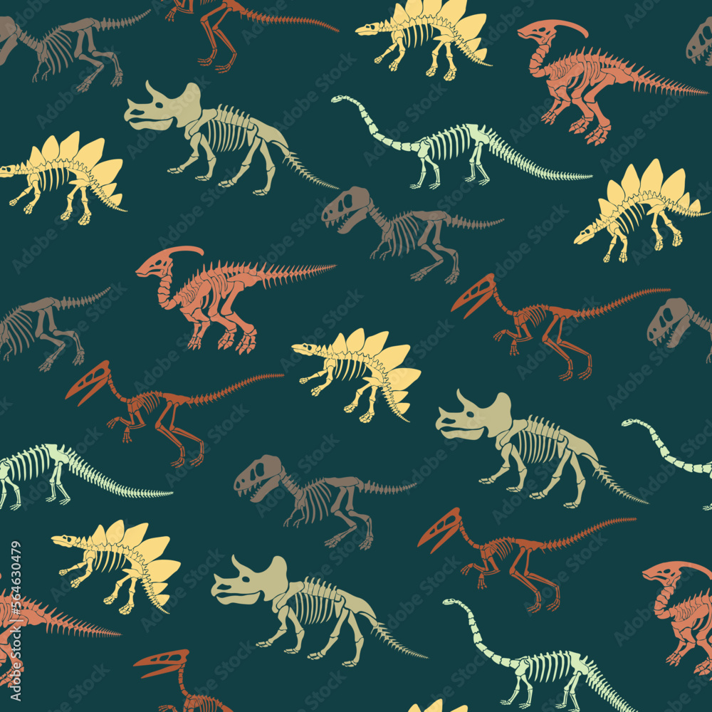 Seamless vector pattern with dinosaur skeleton. Seamless vector pattern with dinosaur skeleton.