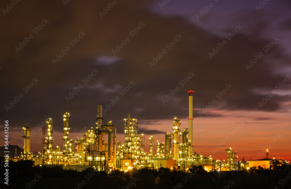 Oil refinery and plant and tower of Petrochemistry industry in oil and gas industry with cloud blue sky the morning Oil refinery and plant and tower of Petrochemistry industry in oil and gas industry with cloud blue sky the morning