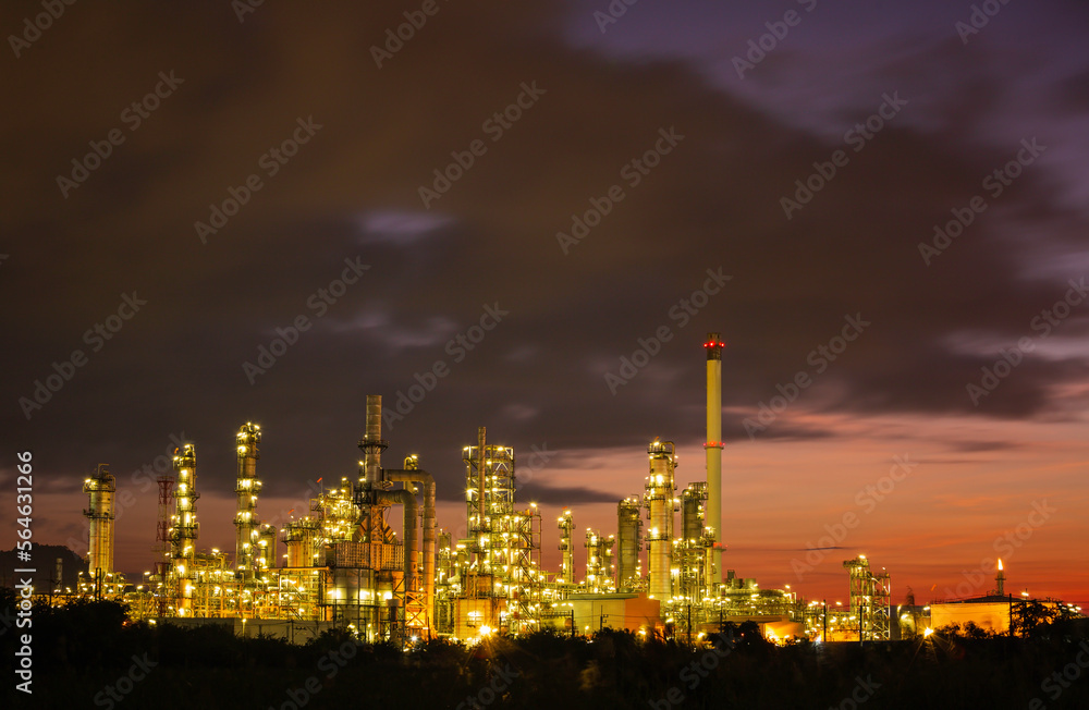 Oil​ refinery​ and​ plant and tower of Petrochemistry industry in oil​ and​ gas​ ​industry with​ cloud​ blue​ ​sky the morning​