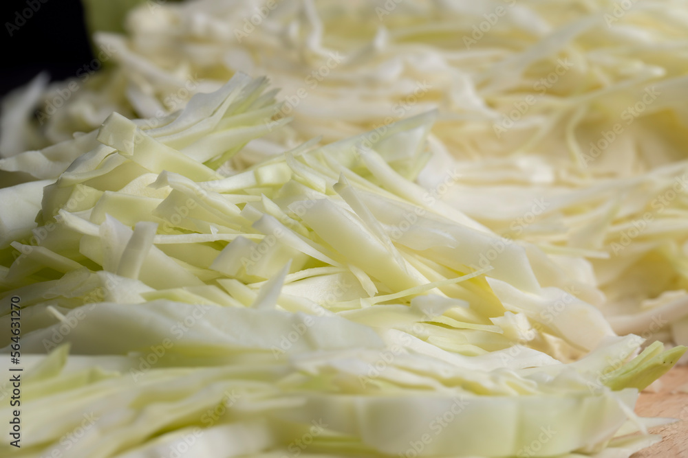 Sliced white cabbage on the table