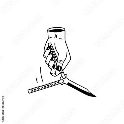 vector illustration of a hand with a knife