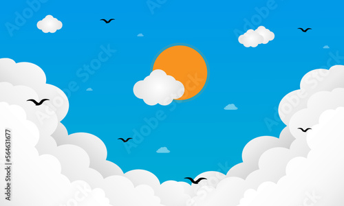 Summer day background template. Vector illustration.