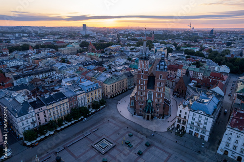 Krakow, Cracow, Lesser Poland Voivodeship. Krakus Mound, Market Square in Krakow, Wawel Castle and other popular buildings and architecture in Krakow.