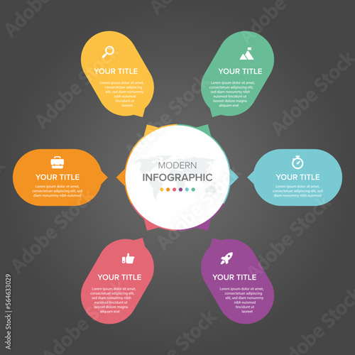 Creative concept for infographic element vector 6 options, steps, list, process. Abstract elements of graph, diagram with steps, options, parts or processes, timeline infographics, workflow or chart.