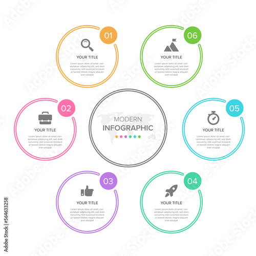 Creative concept for infographic element vector 6 options, steps, list, process. Abstract elements of graph, diagram with steps, options, parts or processes, timeline infographics, workflow or chart.