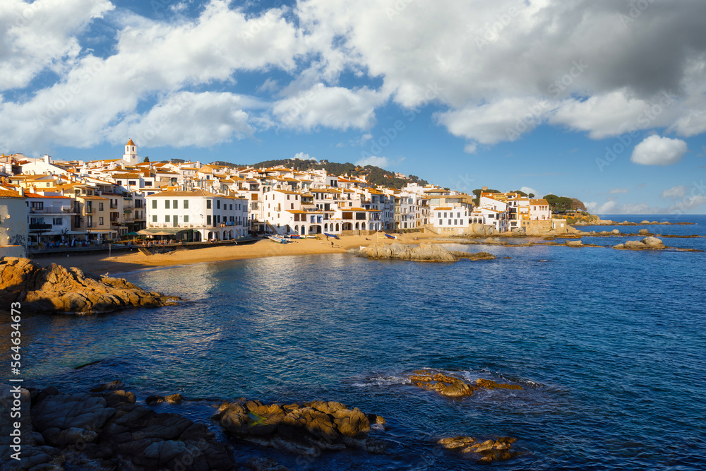 Calella de Palafrugell, traditional whitewashed fisherman village and a popular travel and holiday destination on Costa Brava, Catalonia, Spain.