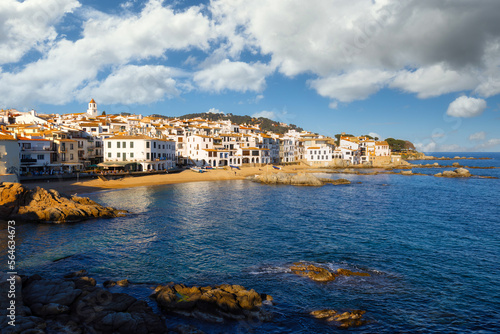 Calella de Palafrugell, traditional whitewashed fisherman village and a popular travel and holiday destination on Costa Brava, Catalonia, Spain.