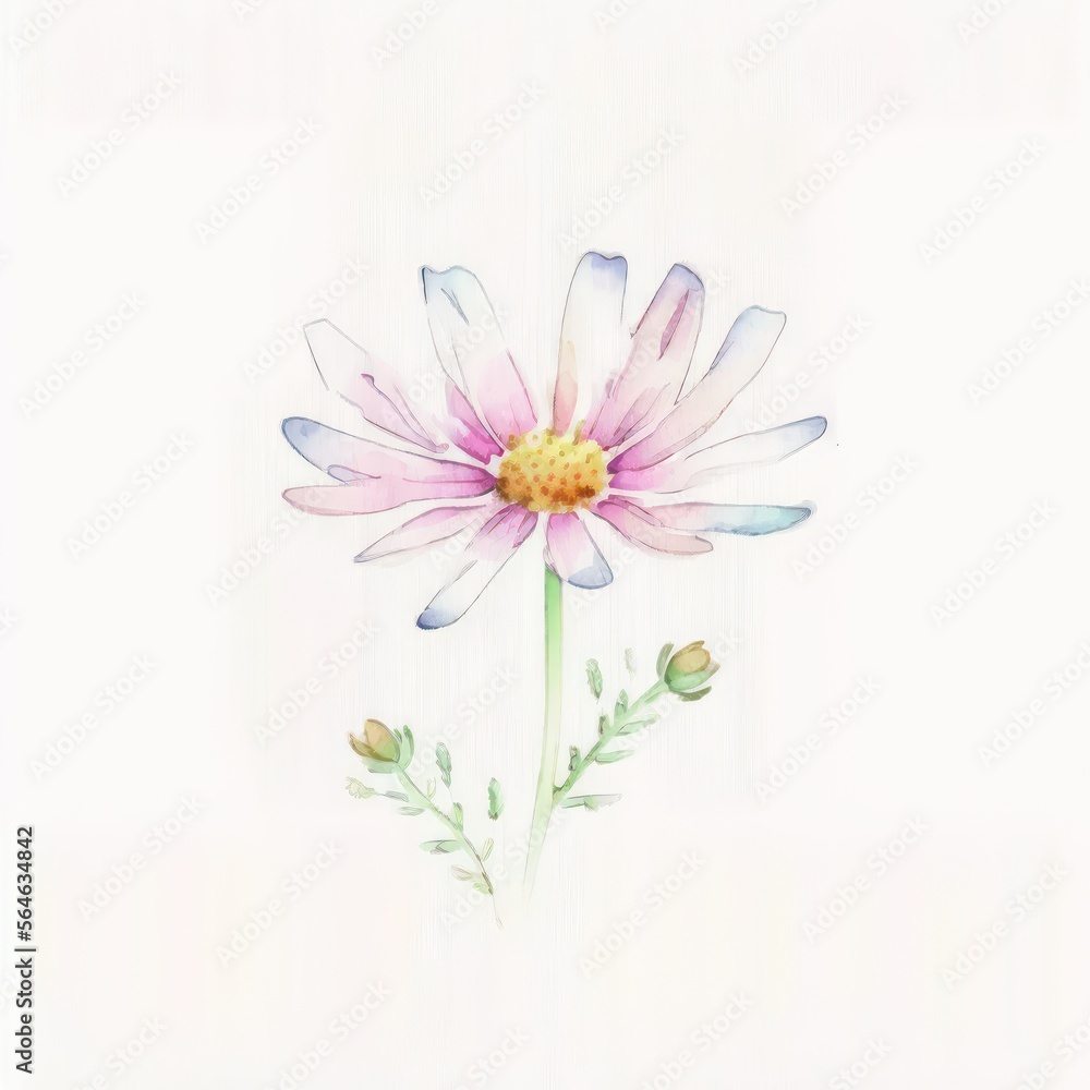 Watercolour of flower isolated on white background rough style illustration. Generative AI.