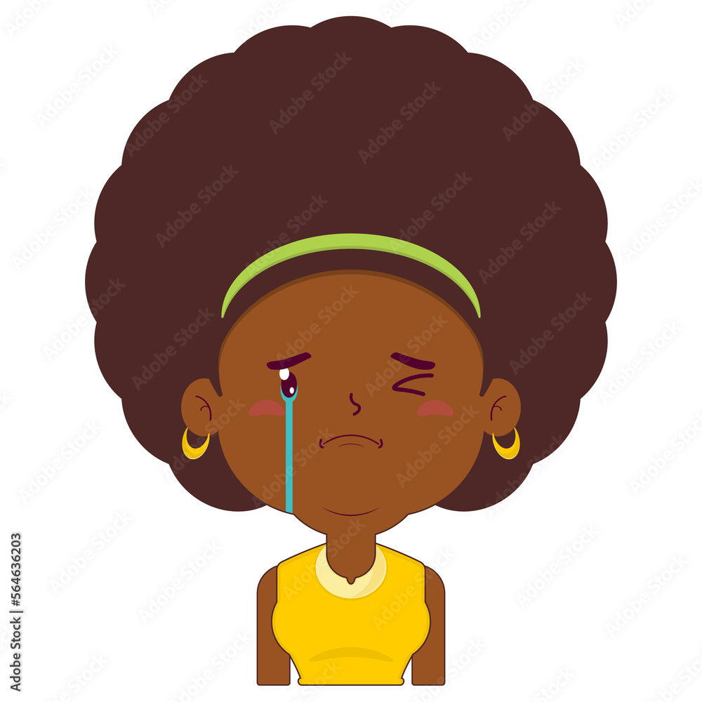 afro woman crying face cartoon cute afro woman crying face cartoon cute