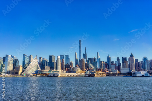 Scenic view of the New York Manhattan skyline seen from across the Hudson River in Edgewater © ververidis