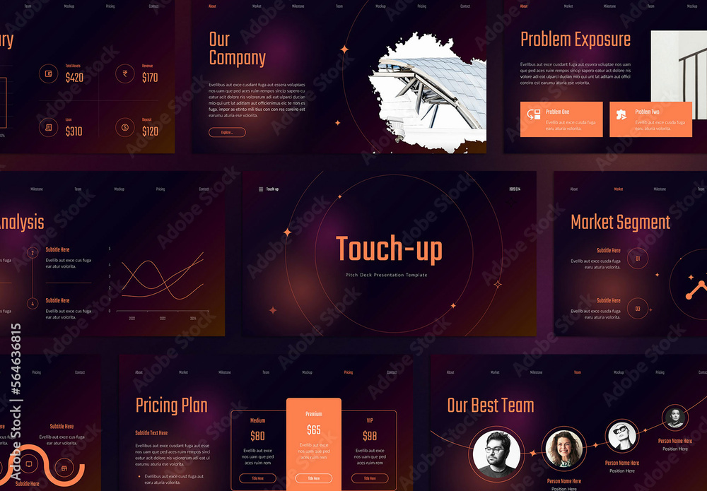 Modelo de Pitch Deck Presentation Template do Stock | Adobe Stock