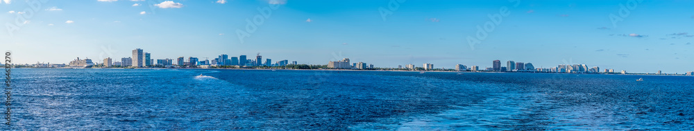 A panorama view towards Port Everglades and Fort Lauderdale on a bright sunny day