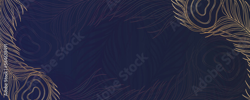Horizontal banner with peacock feathers. Luxury and beautiful decoration design for text background. Modern transparency wallpaper.