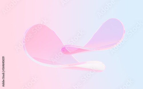Pink abstract curved glass background, 3d rendering.