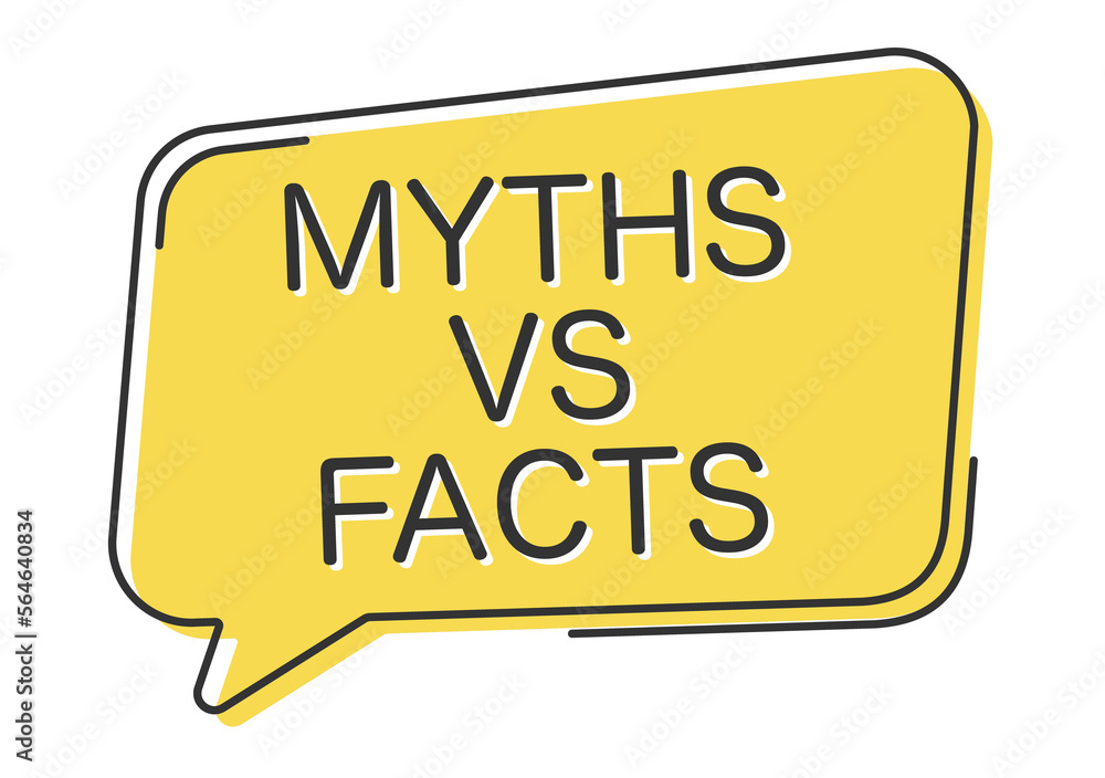 Myths vs facts comic speech bubble in pop art style. Comic speech. Dialog window. Yellow banner for sale.