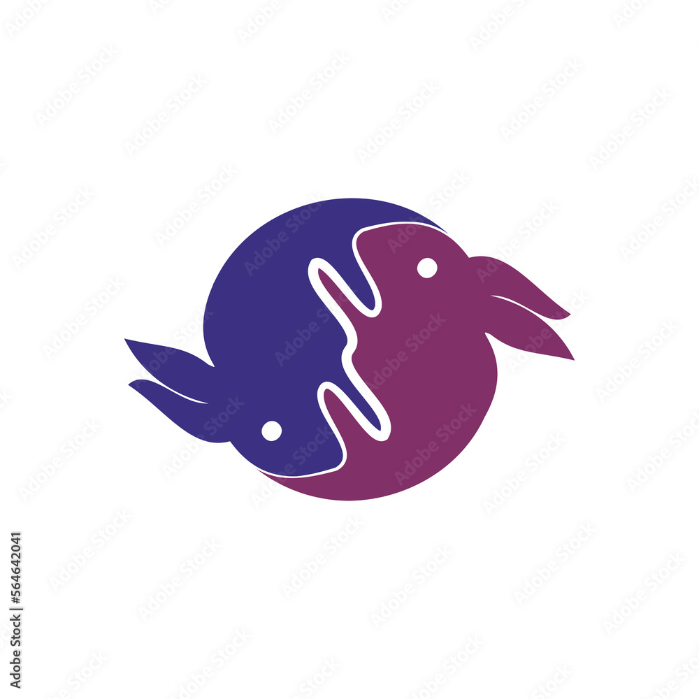 Yin yang Rabbit Logo Template Design Vector Yin yang Rabbit Logo Template Design Vector