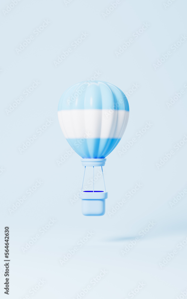 Cartoon hot balloon with blue background, 3d rendering. Cartoon hot balloon with blue background, 3d rendering.