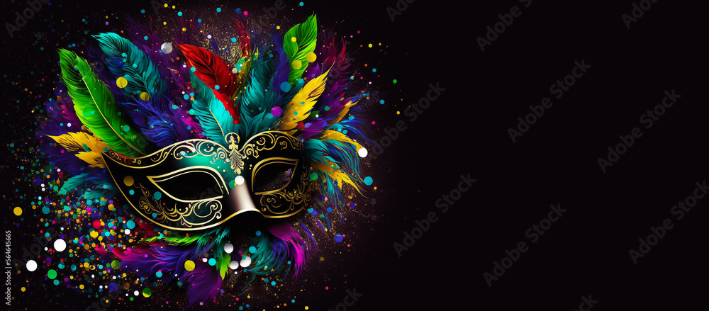 Abstract art. Colorful painting art of a carnival mask. Background illustration. Generative AI. - obrazy, fototapety, plakaty 