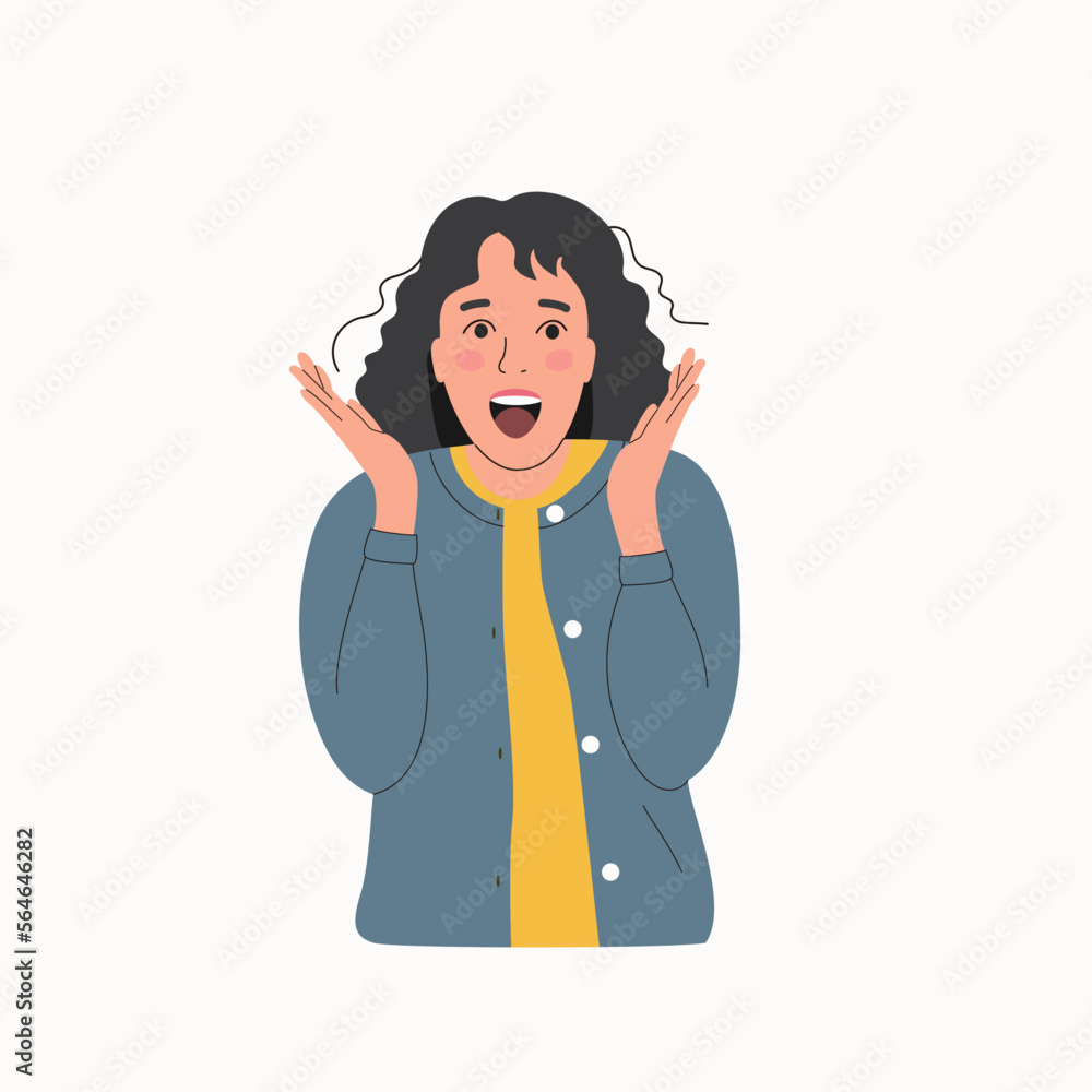 Young woman experiences fear, fright, stress.Vector flat style cartoon illustration. Young woman experiences fear, fright, stress.Vector flat style cartoon illustration.
