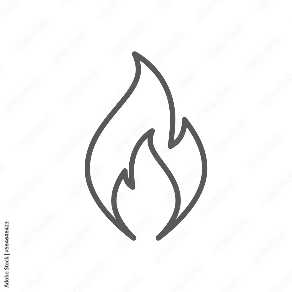Fire flame line icon. Minimalist icon isolated on white background. Fire flame simple silhouette. Fire flame line icon. Minimalist icon isolated on white background. Fire flame simple silhouette.