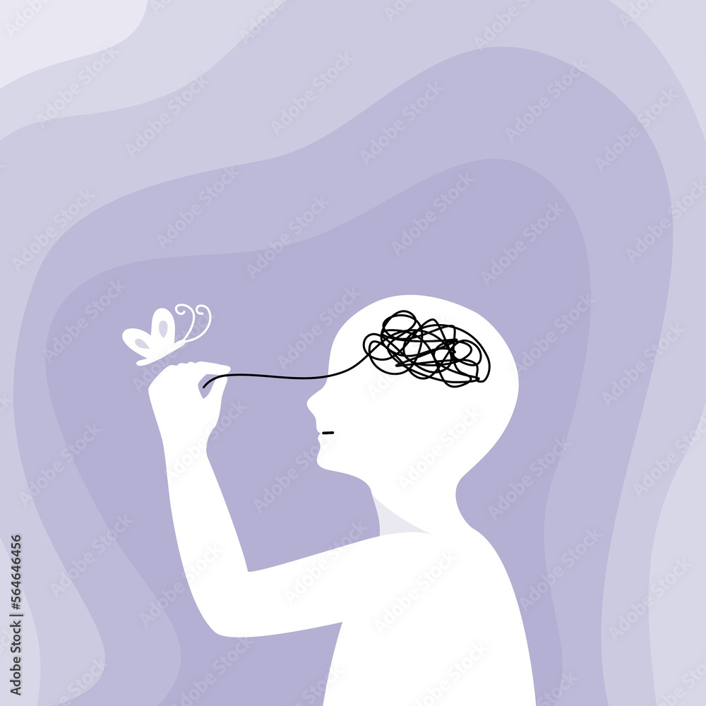 Φωτογραφία The silhouette of human is understanding and managing his stress or depress, mental health concept