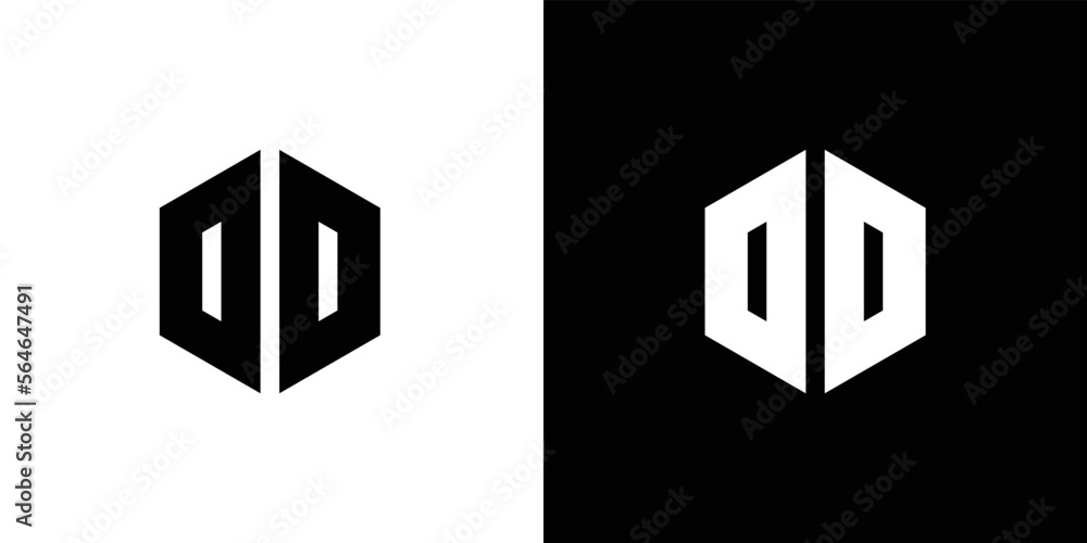 Letter D D polygon, Hexagonal minimal and professional logo design on black and white background