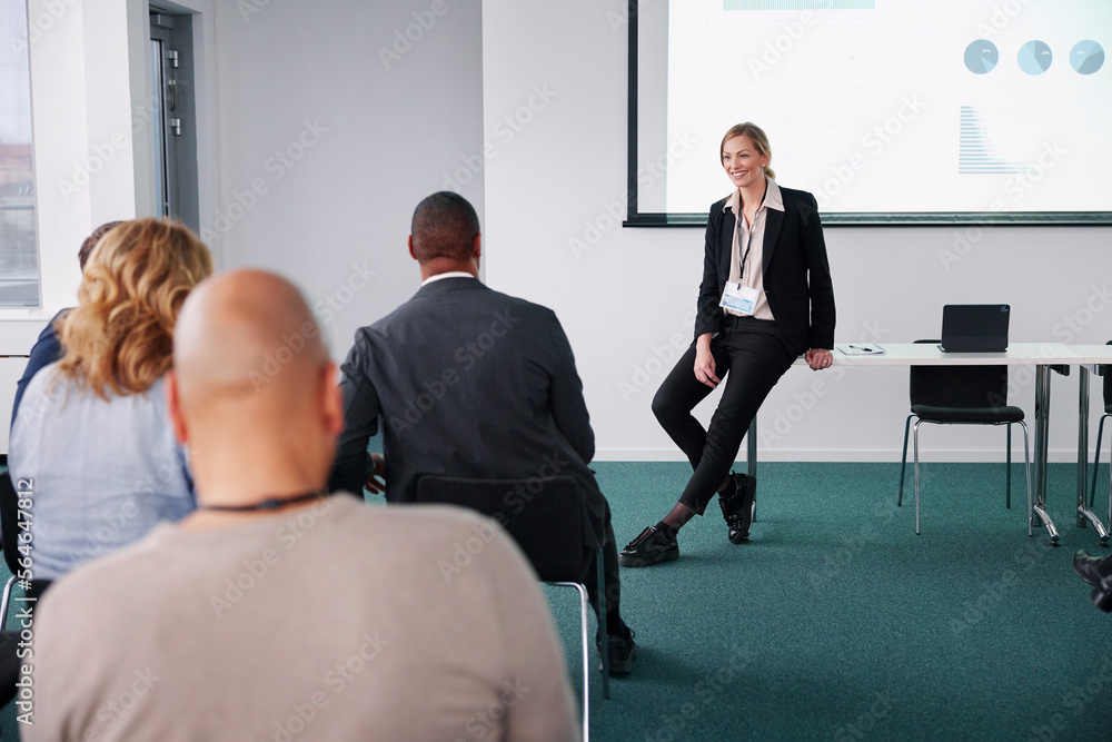 Woman having a presentation during meeting Woman having a presentation during meeting