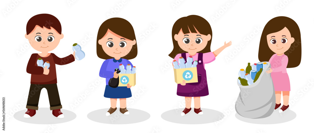 Volunteer activity, garbage collection to save the world concept, vector illustration. Volunteers of young people with garbage bags. volunteering working and environmental cleanup Volunteer activity, garbage collection to save the world concept, vector illustration. Volunteers of young people with garbage bags. volunteering working and environmental cleanup
